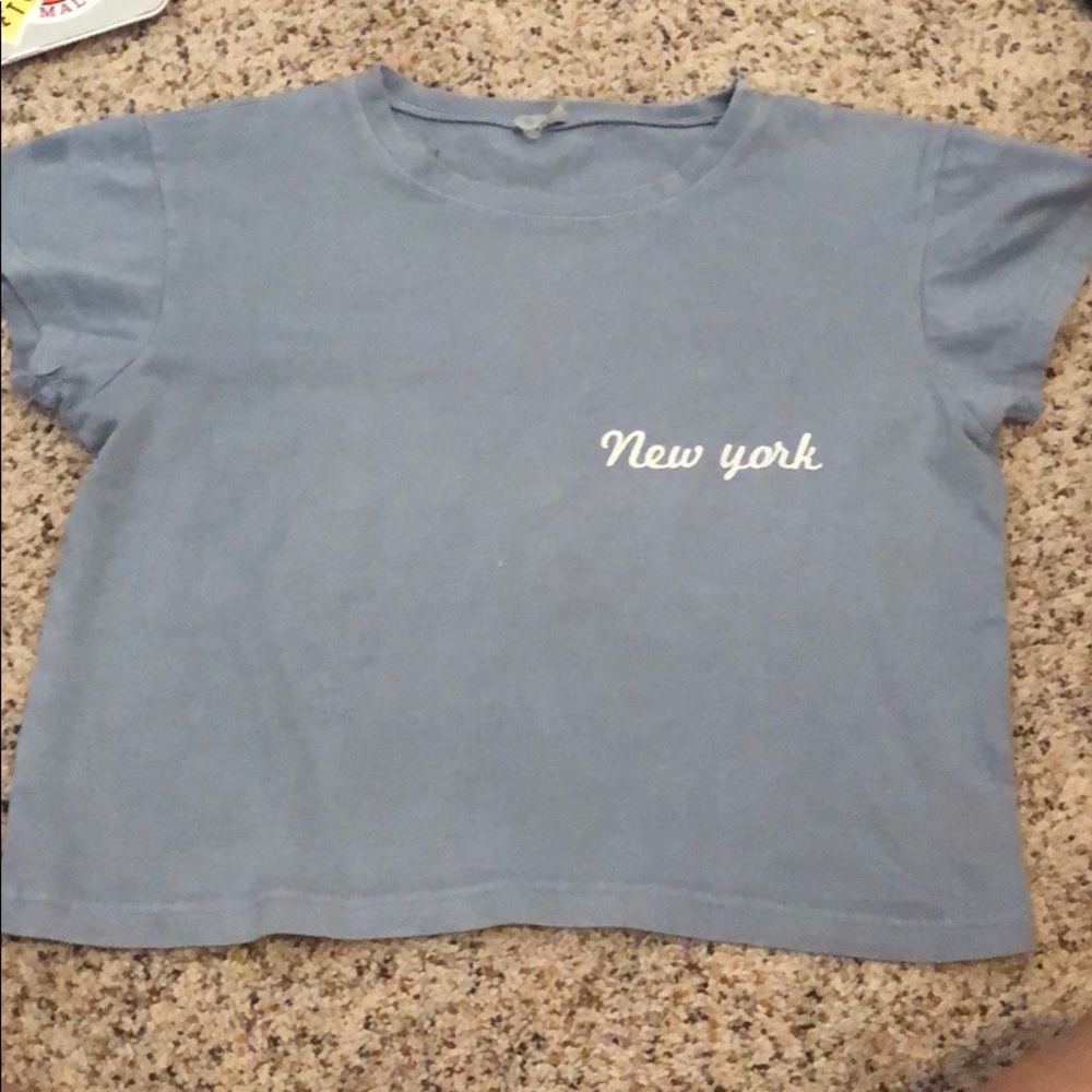 Brandy Melville Blue New York Crop Top